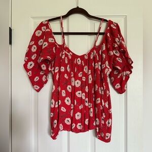 Billabong bloom sunset red floral top